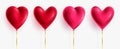 Hearts balloon element vector set. 3d heart balloons valentine collection in red and pink colors isolated in white background.