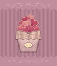Hearts in basket made from texture paper pink lilac pastel colors Royalty Free Stock Photo
