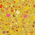 Hearts birds flowers floral seamless pattern Royalty Free Stock Photo