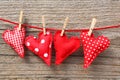 Hearts and clothespins on line