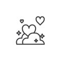 Hearts in clouds line icon