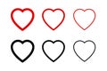 Hearts collection icons. Heart and Like icons. Concept of love. Love symbols. Set of hearts in trendy simple flat and line design