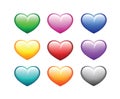 Hearts colored many colors. Valentine's Day