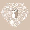 Hearts composition.Design with Wedding clothers Royalty Free Stock Photo