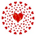 Hearts composition with stylized couple isolated