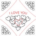 Hearts composition. Wedding or Valentine card design.
