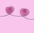 2 hearts connected on a pink background