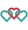 Hearts, connected Vector Icon editable