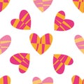 Funky hearts in pink and orange background Royalty Free Stock Photo