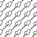 Hearts doodle pattern. Hand-drawn black hearts on white background. Seamless vector backdrop. Black and white.