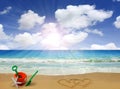 Hearts drawn in beach Royalty Free Stock Photo