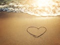 Hearts drawn on the sand of a beach Royalty Free Stock Photo
