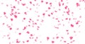 Hearts falling background of Valentine heart confetti for Valentines Day or wedding greeting card design template. Pink and red Va Royalty Free Stock Photo