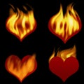 Hearts on fire_set Royalty Free Stock Photo