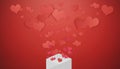 Hearts floating out from opened latter. Valentines day, Valentine card and love letter concept
