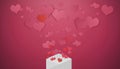 Hearts floating out from opened latter. Valentines day, Valentine card and love letter concept