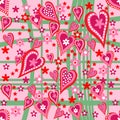 Hearts and flowers seamless pattern