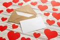 Hearts fly out from the envelope. Love Letter. Background Valentine Day on wooden background Royalty Free Stock Photo