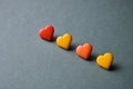 Plastic hearts on a colored background Royalty Free Stock Photo