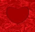 Hearts Frame on grunge background. Valentine`s Day Card. Beautiful red background with frame-heart. Vector illustration. Royalty Free Stock Photo