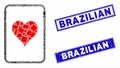 Hearts Gambling Card Mosaic and Grunge Rectangle Brazilian Stamp Seals