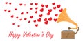 Hearts and gramophone concept. valentines day vector illustration Royalty Free Stock Photo