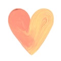 Heart hand drawn with a dry brush stroke, thick layer of paint on white background. Oil Acrylic brush mark Royalty Free Stock Photo