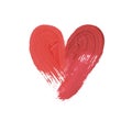 Heart hand drawn with a dry brush stroke, thick layer of paint on white background. Oil Acrylic brush mark Royalty Free Stock Photo