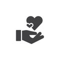 Hearts in hand icon vector
