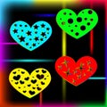 Hearts in a hole, star, circle and heart. Royalty Free Stock Photo