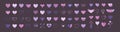 Hearts icon big set flat in purple