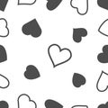 Hearts icon seamless pattern. Outline love vector signs isolated on a background. Gray black graphic shape line art for romantic Royalty Free Stock Photo