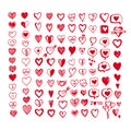 Hearts icon set. Hand drawn Illustration