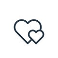hearts icon vector from valentines day concept. Thin line illustration of hearts editable stroke. hearts linear sign for use on Royalty Free Stock Photo