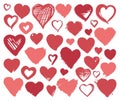 Hearts icons hand drawn for Valentines Day Royalty Free Stock Photo