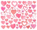 Hearts icons hand drawn for Valentines Day Royalty Free Stock Photo