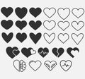 Hearts icons set isolated on white background. Vector illustration Royalty Free Stock Photo