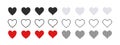 Hearts icons set. Red and black heart icons. Vector images Royalty Free Stock Photo