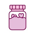 Hearts inside jar line and fill style icon vector design