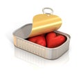 Hearts inside tin can 3d illustration Royalty Free Stock Photo