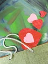Hearts in jute shopping bag Royalty Free Stock Photo