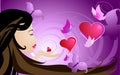 Hearts, kisses and butterflies Royalty Free Stock Photo
