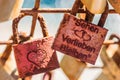 Hearts love padlocks, symbol for love and partnership Royalty Free Stock Photo