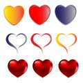 Hearts love red golden blue