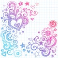 Hearts Love Sketchy Doodles Vector Design Elements