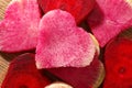 Hearts made of fresh radish and beet, closeup