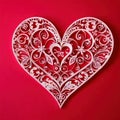Hearts made of paper, traditional papercut paper crafted handmade decoration children illustration