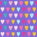 Hearts multicolor seamless pattern romantic trendy boundless print background repeating texture