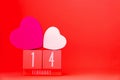Hearts and number in the red background for celebration Valentines day