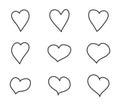 Hearts outline vector icons